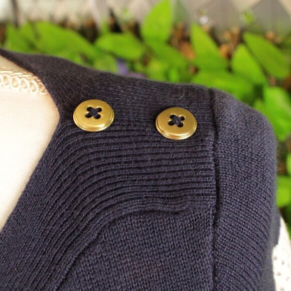 NWT Charter Club Stripe-Stitch Long Sleeve Sweater Intrepid Blue Combo XSP - Picture 5 of 8